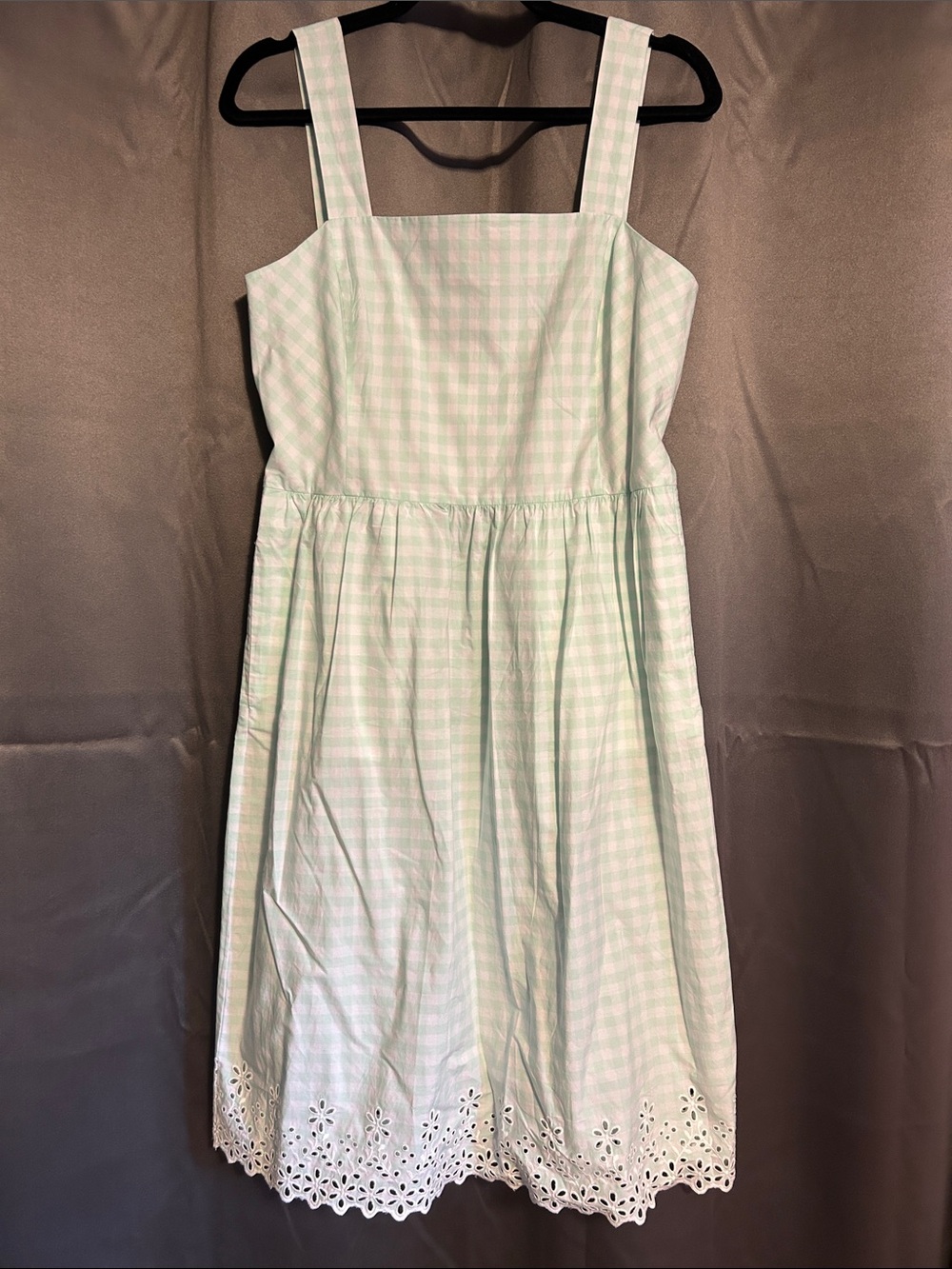 Draper James Women’s Mint Gingham Sundress with Eyelet Hem